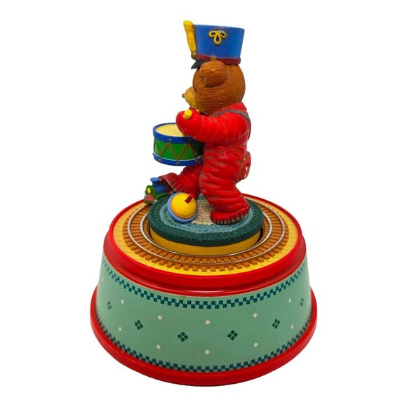 Vtg 1988 Enesco Little Drummer Bear 5.5" Small World of Music Motion Christmas - Picture 4 of 12